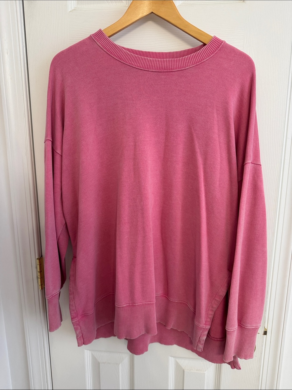aerie Oversized Crewneck Sweatshirt in Rose Pink